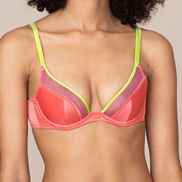 Agent Provocateur Viv bra sorbet pink lime demi plunge size 34C - Picture 5 of 5